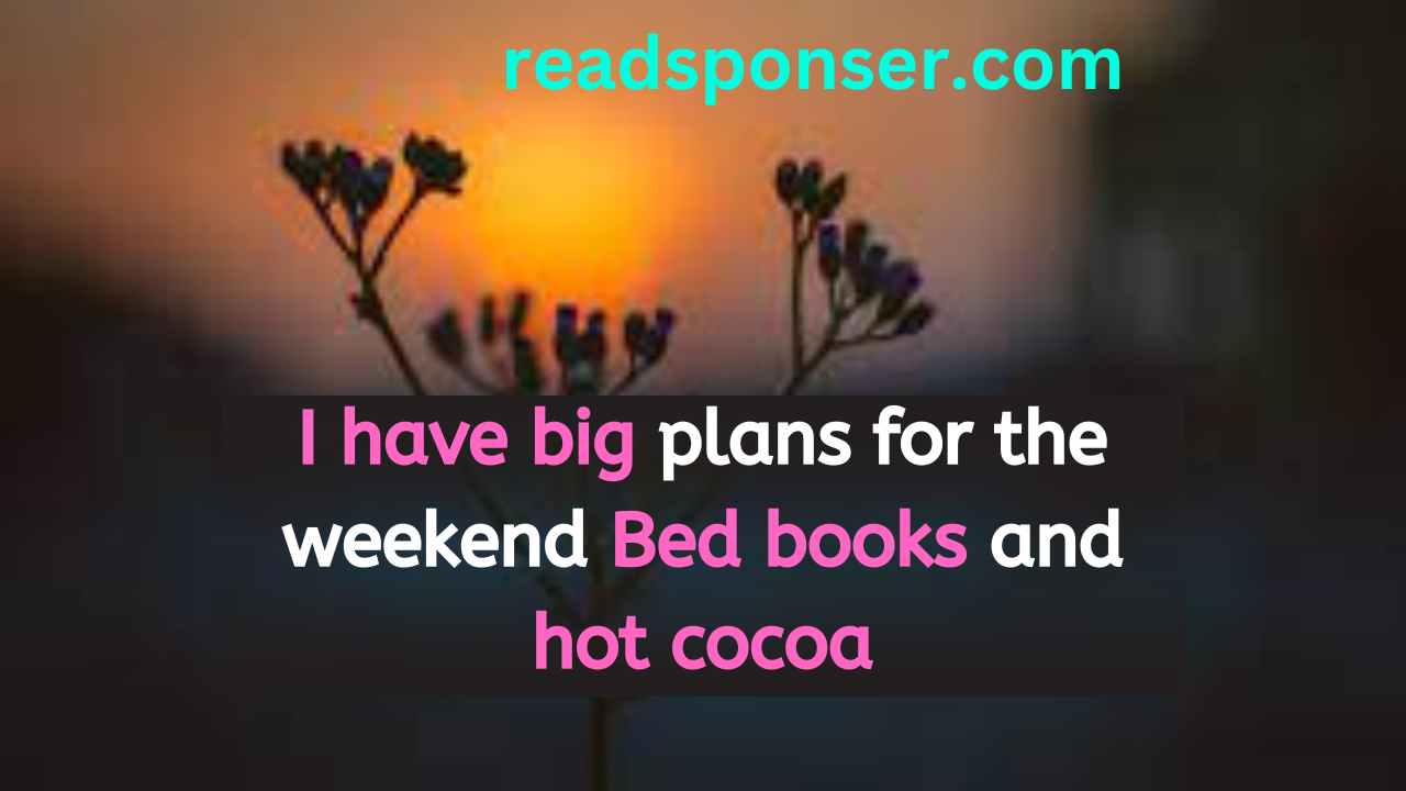 I have big plans for the weekend Bed books and hot cocoa