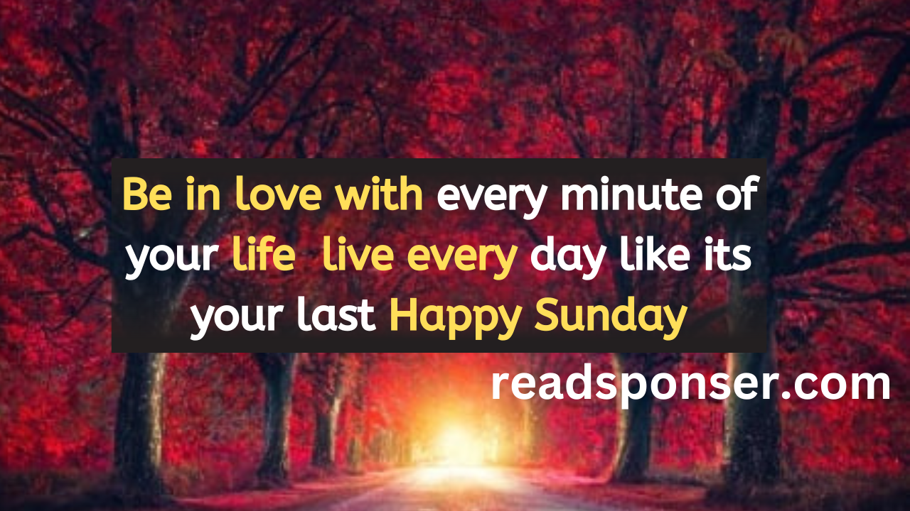 Be in love with every minute of your life live every day like its your last Happy Sunday