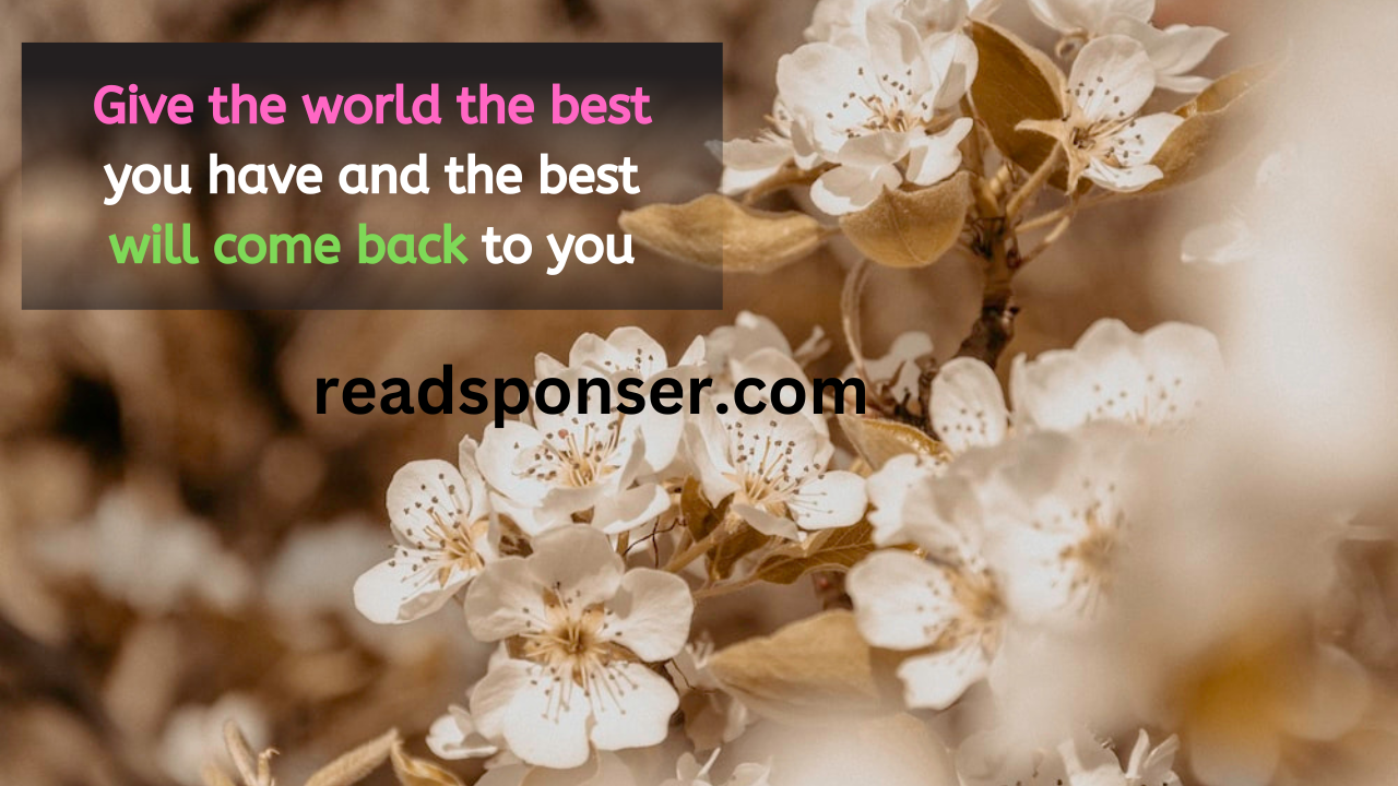 Give the world the best you have and the best will come back to you.– Madeline Bridges