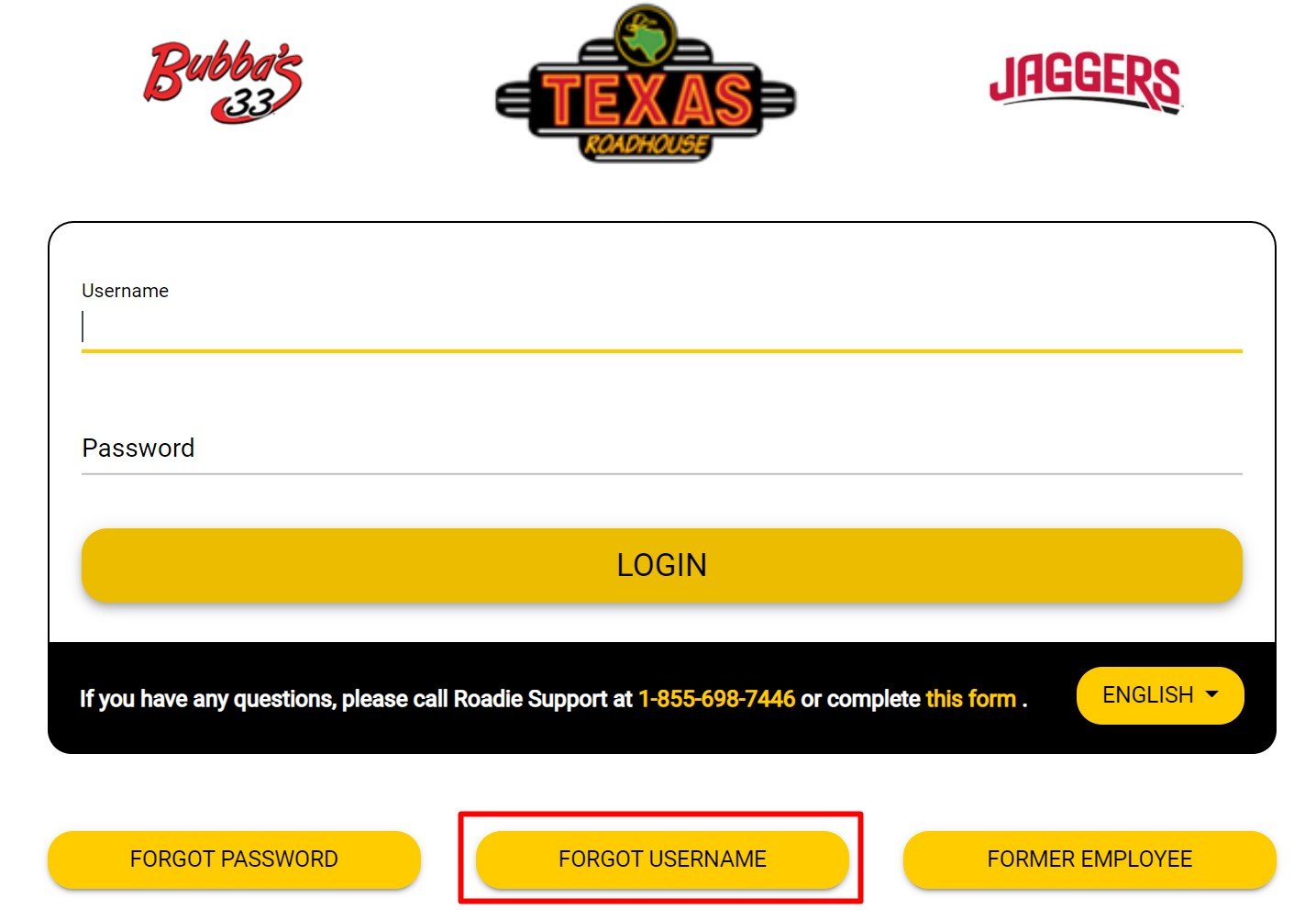 texas log in forget username