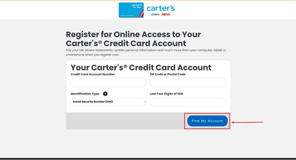 carters credit card Registration 