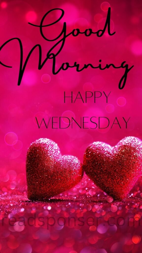 A lovely picture with two hearts and a attractive pink background is wishing you a very good wednesday morning