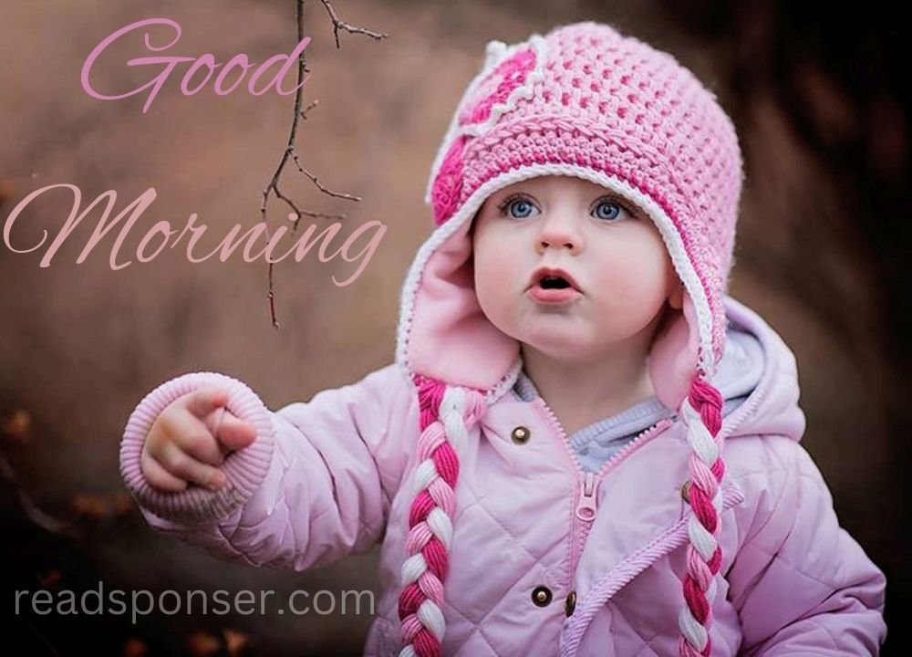 A very cute child is there with beautiful winter cloths is messaging you a cute good morning