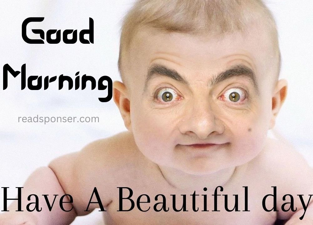 Here a kid with a funny face is wishing you a beautiful day