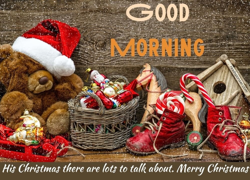 Some beautiful gifts and a lovely teddy is there on a table in a snowfall area to make a great christmas morning
