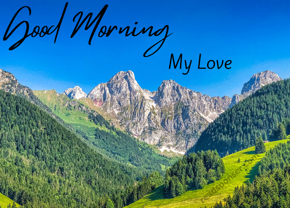 There are huge mountains, dence forest on hills and clear blue colored sky in a sunday morning will make your day