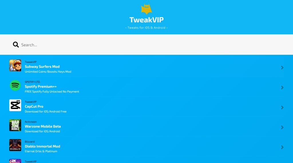 TweakVIP Front Page with Premium Apps and Tweaks