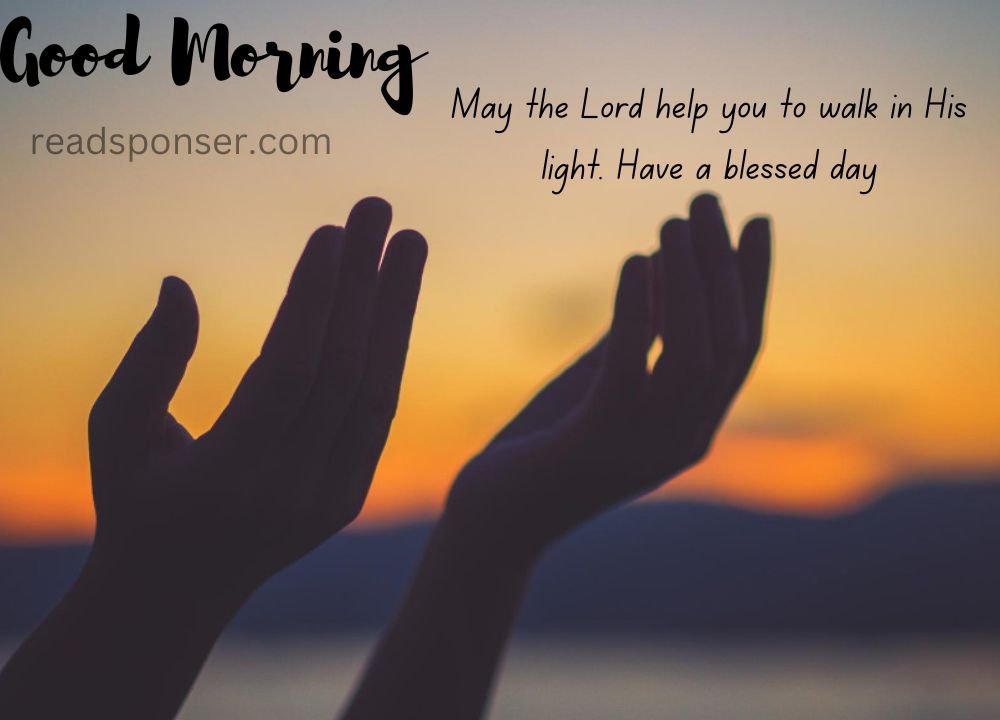 Two hands are looking that they are praying the god and we can see the colorful sky in this blessed morning