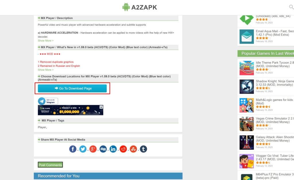 a2zapk go to download page