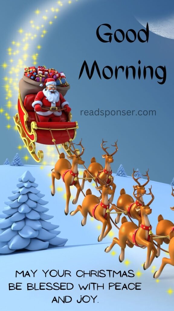 santa is coming with his deers to distribute the gift to you to make a good christmas morning