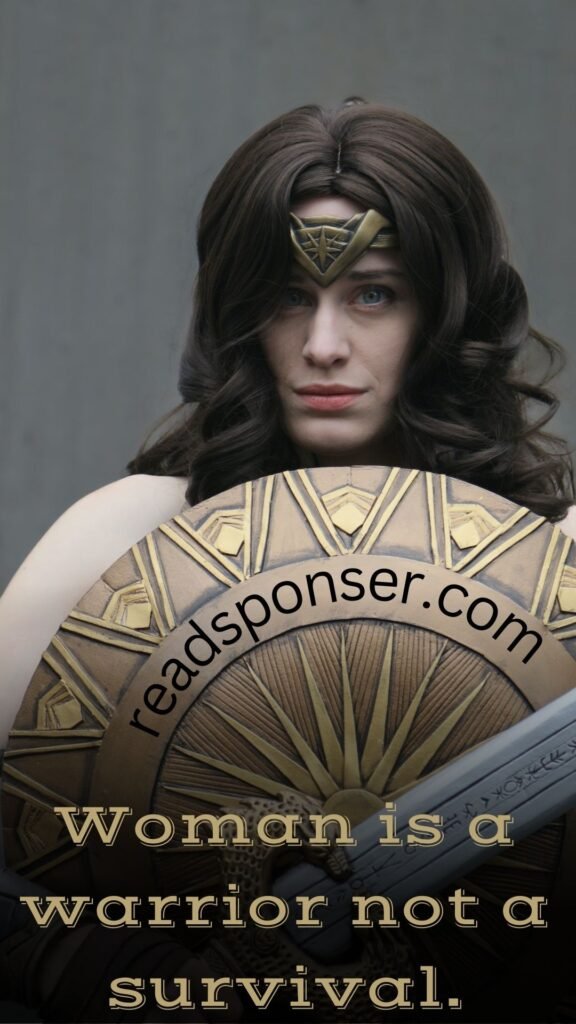 An amazing picture where a woman holding sword and shield with a message in this wonderful morning